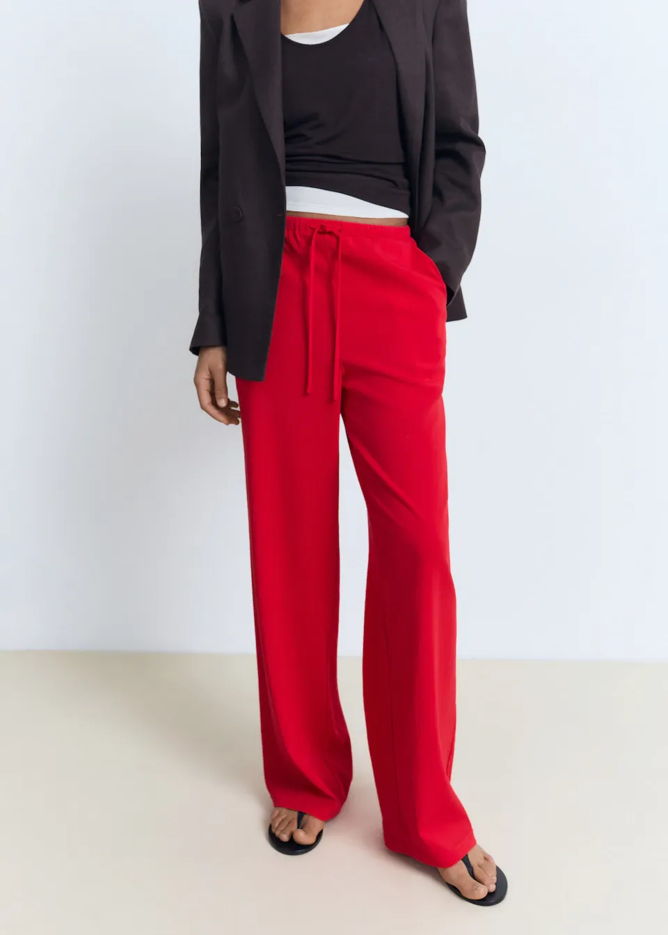 Mango, Drawstring Straight Trousers