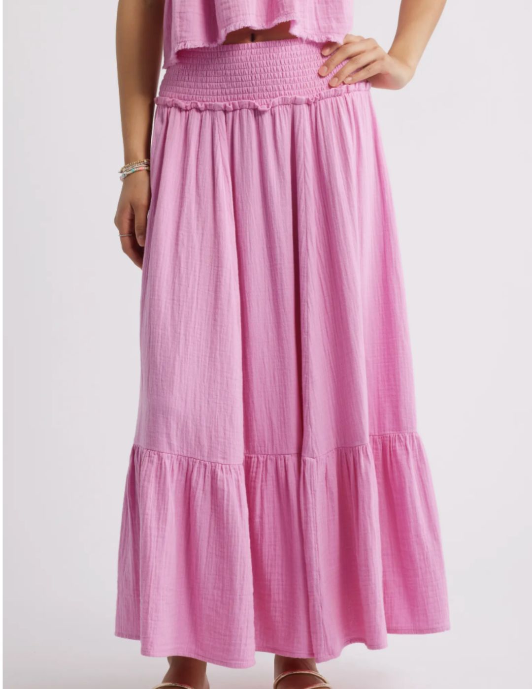 BP, Cotton Gauze Tiered Maxi Skirt
