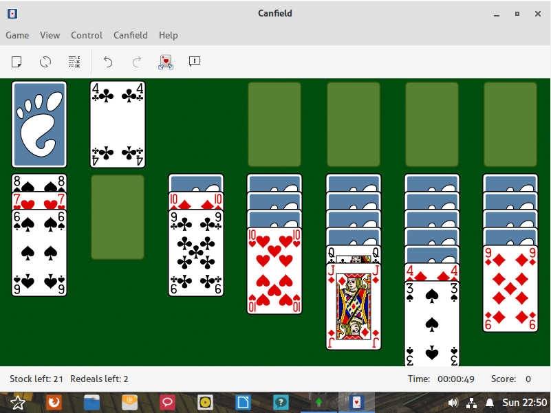 An image of Solitaire running on Nova OS.