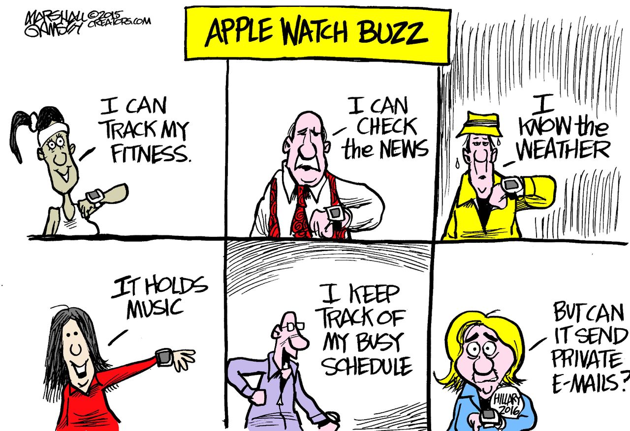 Political cartoon U.S. Apple watch Hillary Clinton