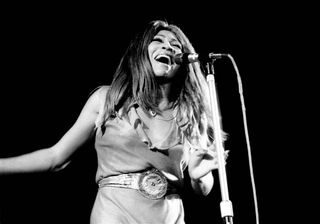 Tina Turner performs on stage with Ike & Tina Turner in 1972 in Copenhagen, Denmark.