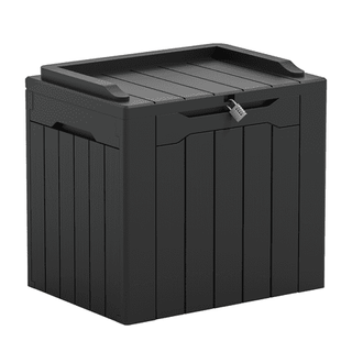 Devoko 32 Gallon Outdoor Resin Deck Box With Seat, Black and lock