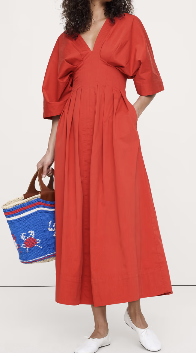 Banana Republic, Stretch-Cotton Pleated Maxi Dress