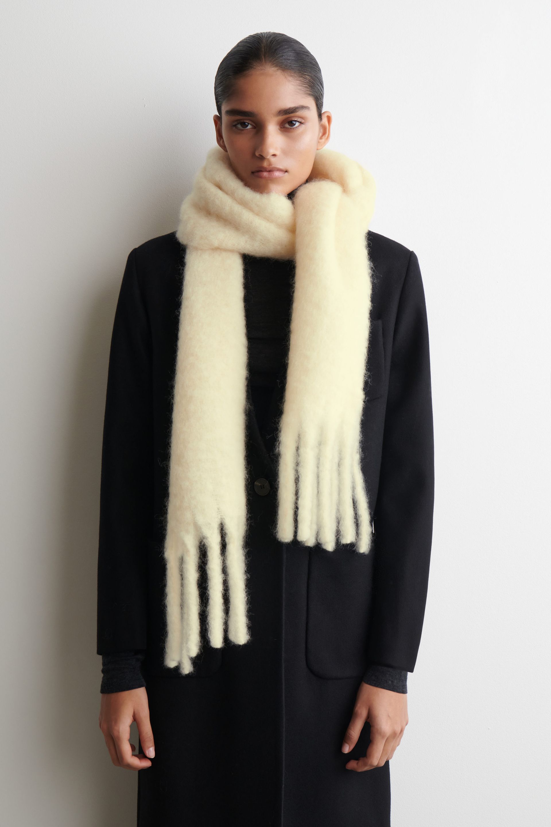 Fringed Brushed-Mohair Scarf