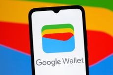 Google Wallet logo on cell phone screen