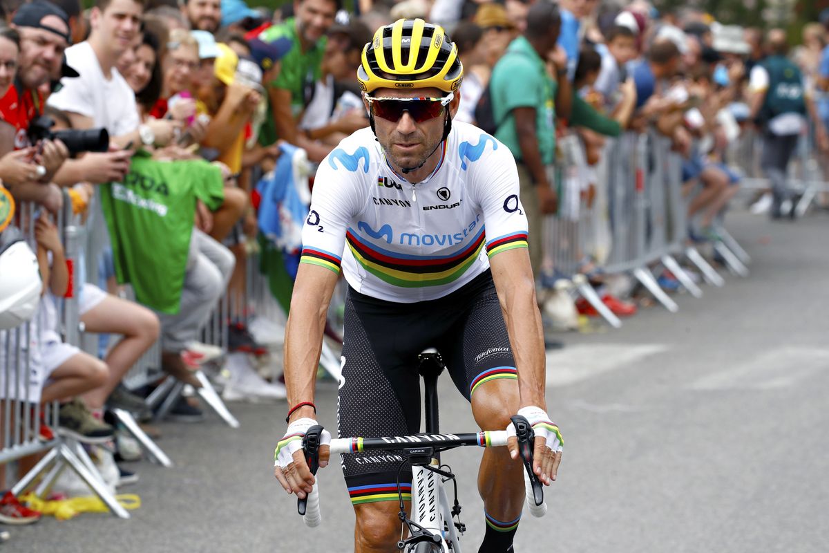 Alejandro Valverde (Movistar) at the start of stage 15