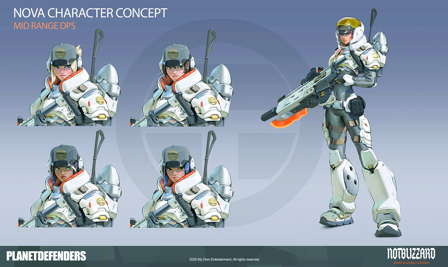 A drawing of a sci-fi character in different poses