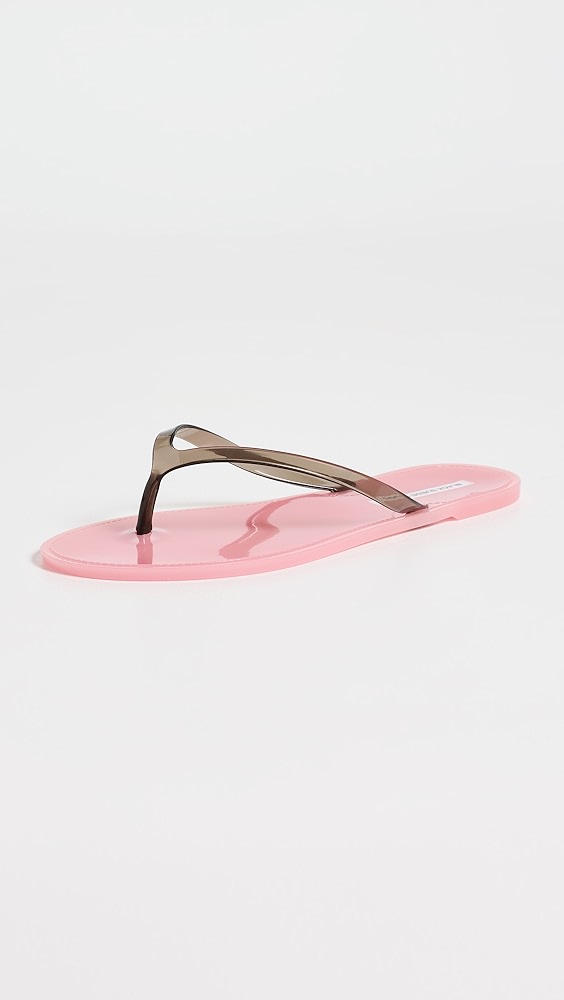 Black Suede Studio Crystal Jelly Flip Flops