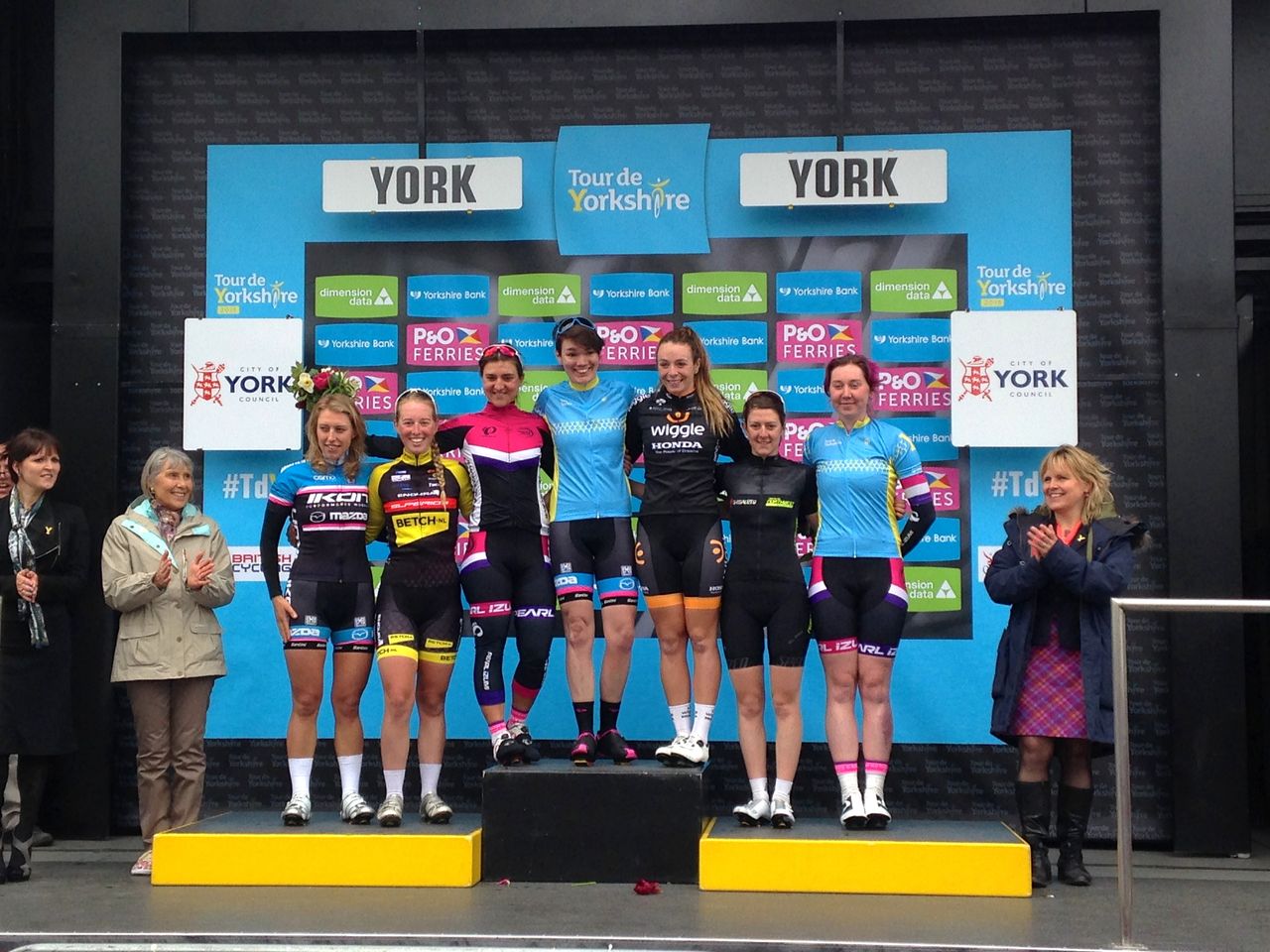 2015 Tour de Yorkshire women&#039;s race podium