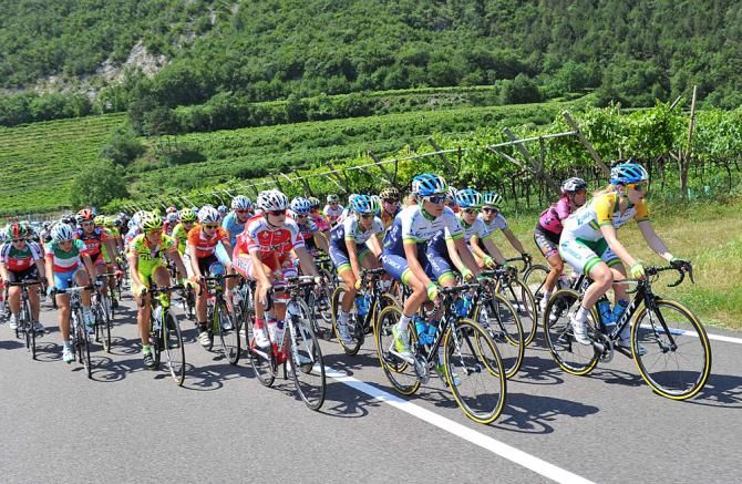 The women's peloton races the one-day Giro del Trentino Femminile