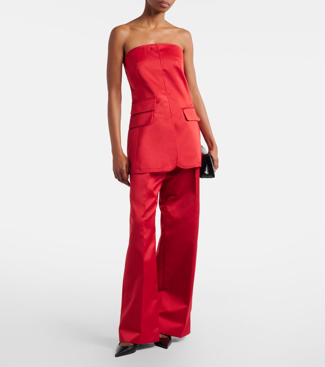 Brickell Satin Wide-Leg Pants in Red - the Frankie Shop