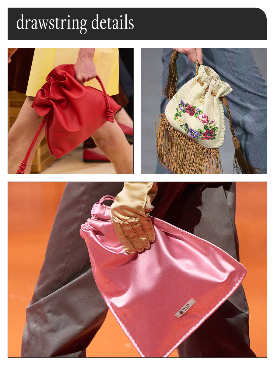 Collage of runway handbag trends