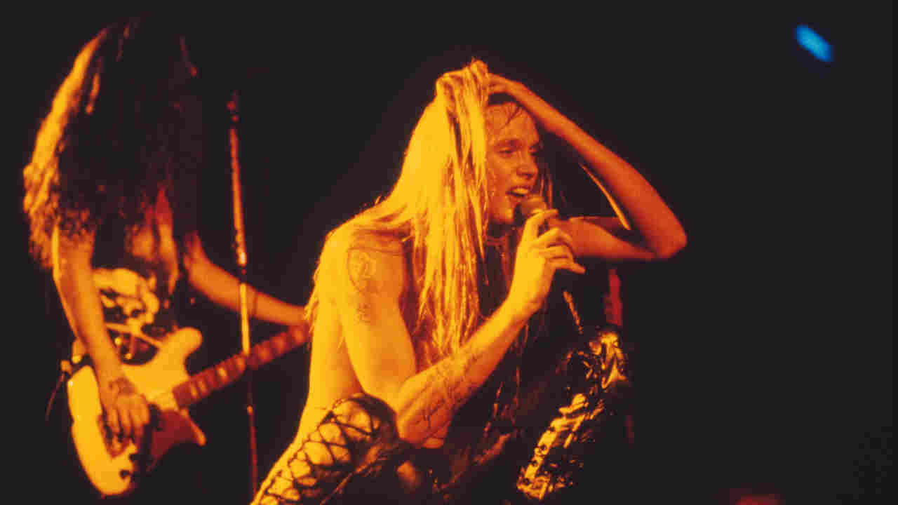 Skid Row performing onstage in 1990