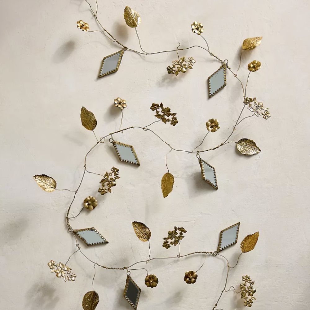 Metallic flower and mirror garland