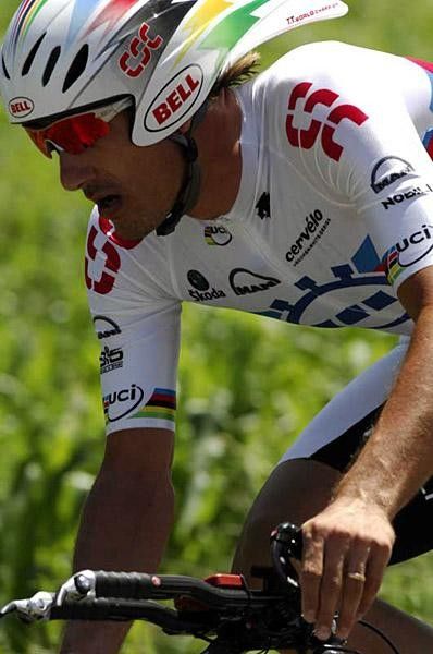 Fabian Cancellara (CSC) and his world champion's helmet