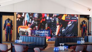 The PPDS Philips displays light up the Red Bull Formula 1 lounge.