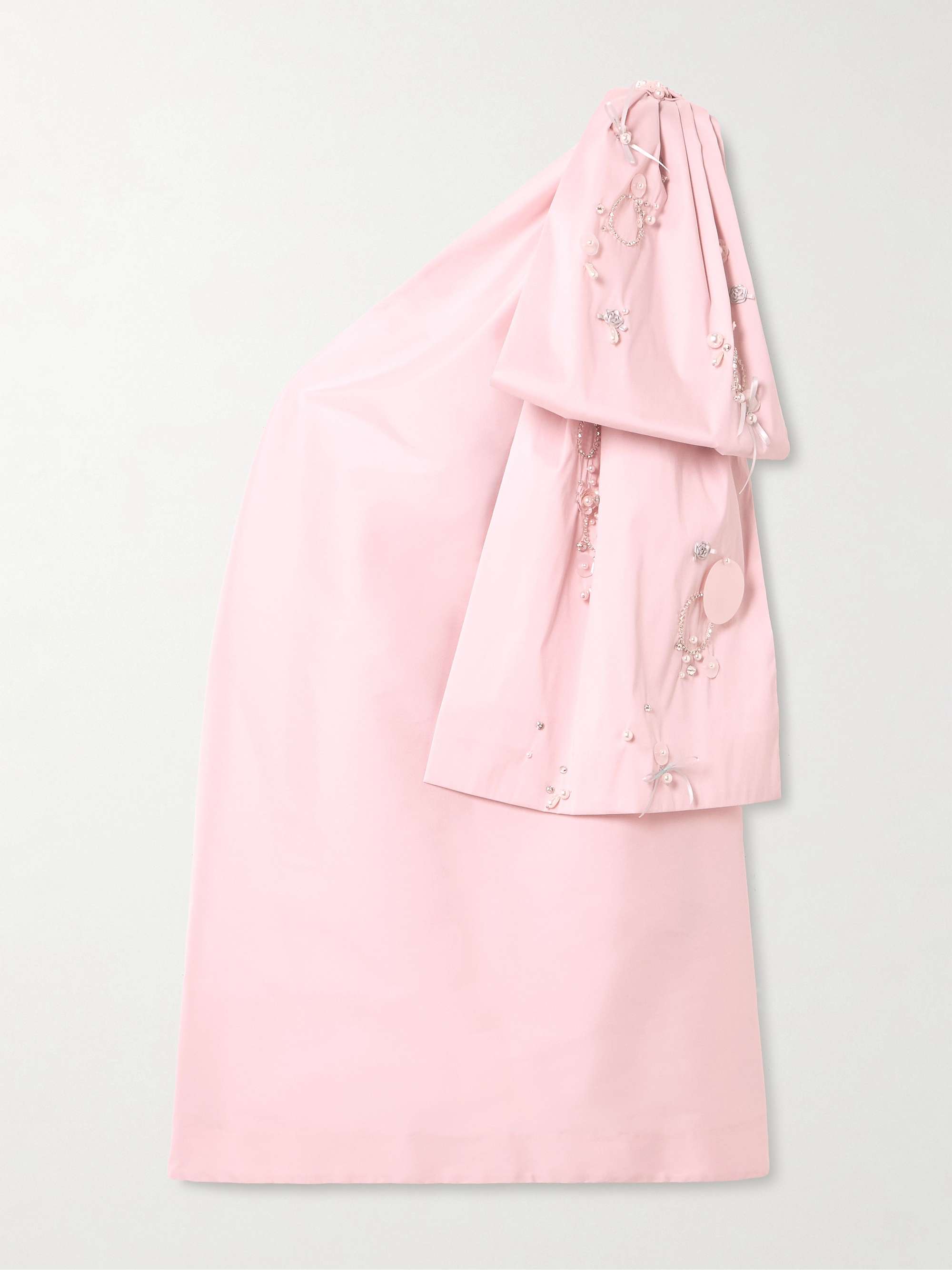 Winnie One-Shoulder Bow-Detailed Embellished Taffeta Mini Dress