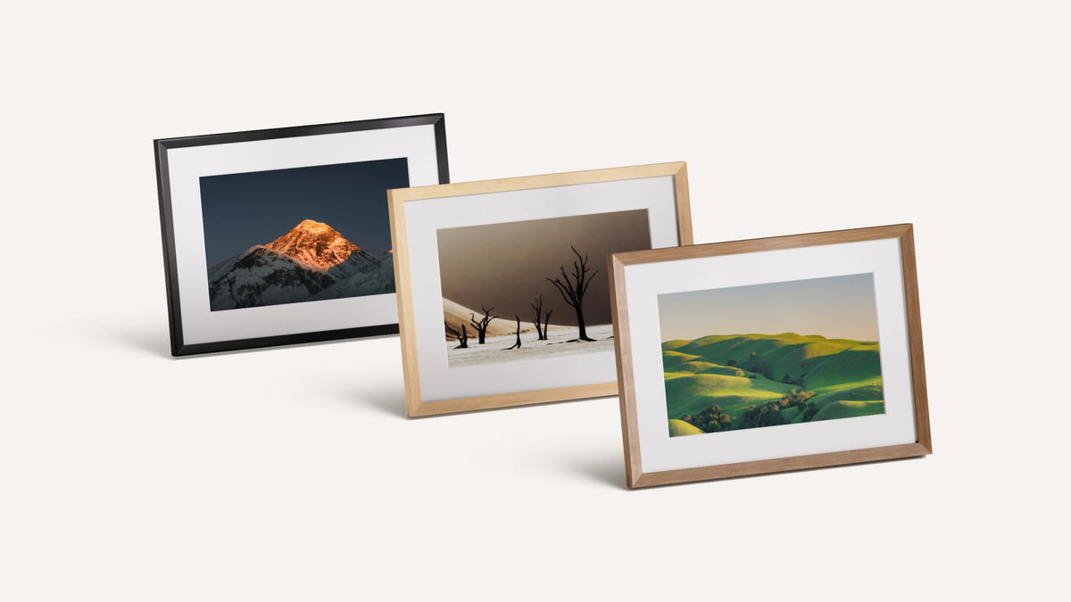 3 Amazon Alexa Photo Frames in different finishes