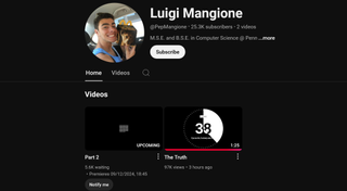 Luigi Mangione's alleged YouTube channel, prior to deletion