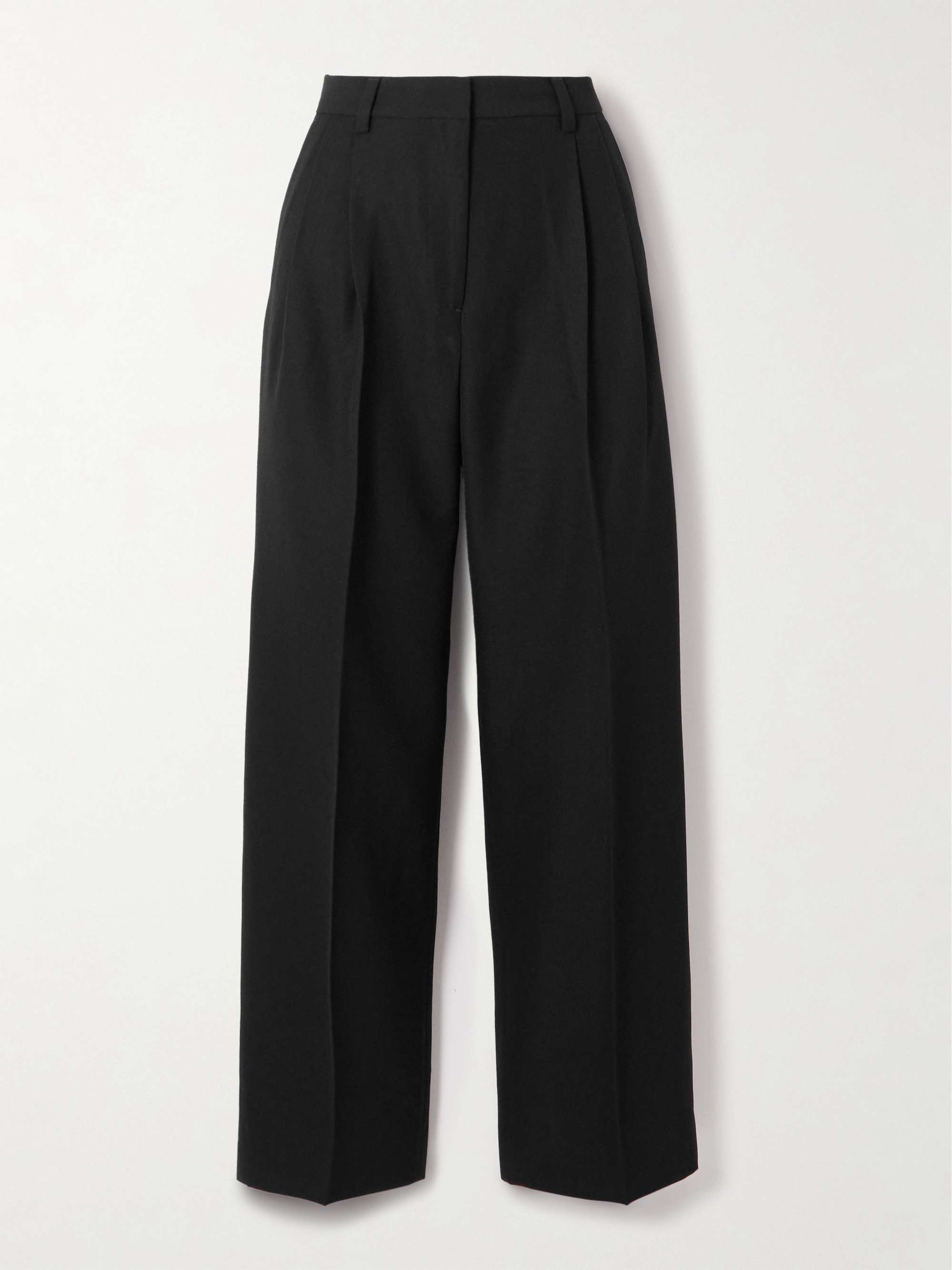 Pleated Wool Wide-Leg Trousers