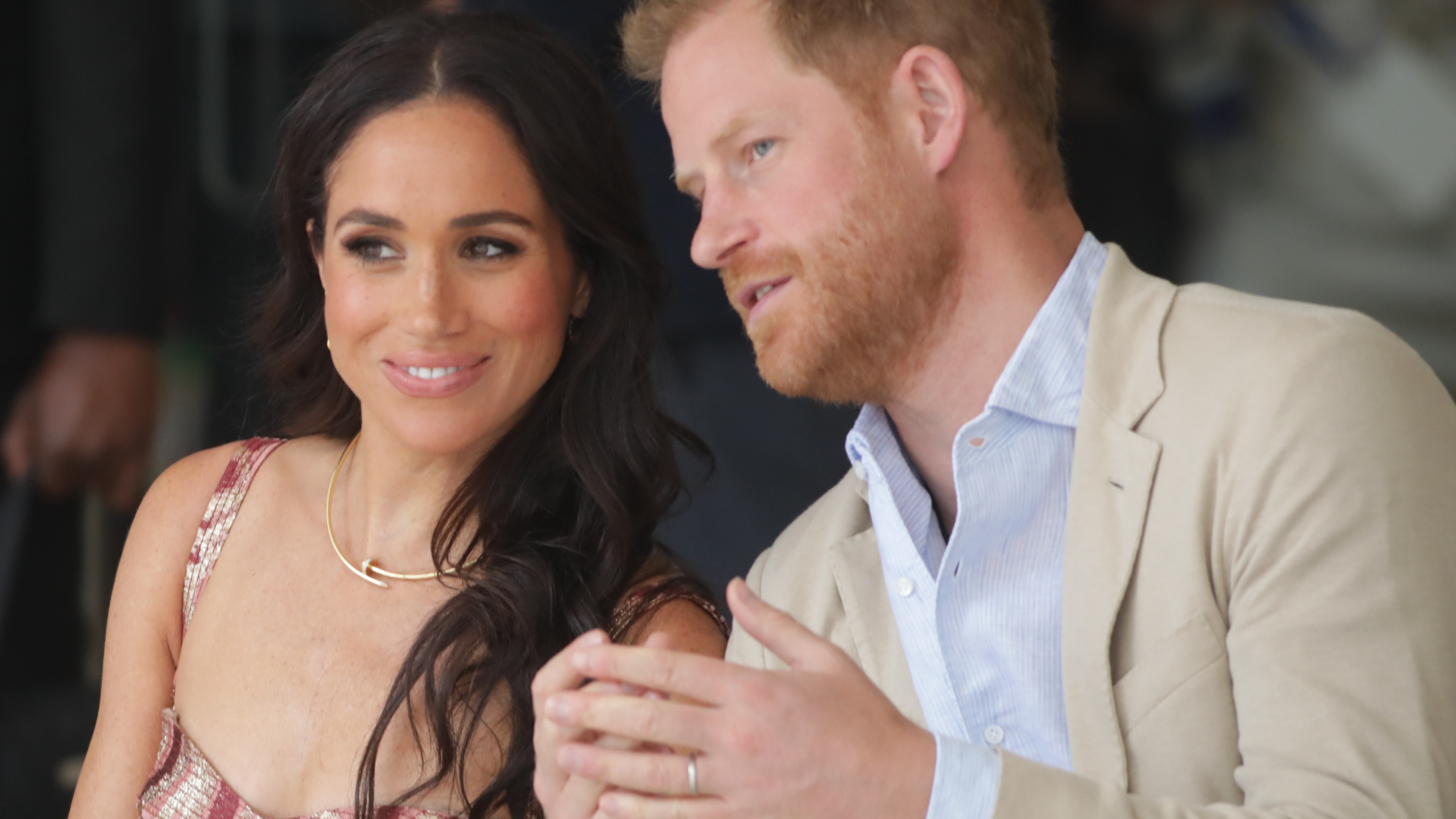 Prince Harry, Duke of Sussex, and Britain's Meghan, Duchess of Sussex, visit Delia Zapata Art Center in Bogota, Colombia on August 15, 2024
