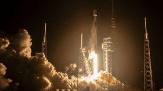 A SpaceX Falcon 9 rocket launches NASA's PACE Earth ocean satellite into orbit from Cape Canaveral, Florida on Feb. 8, 2024.