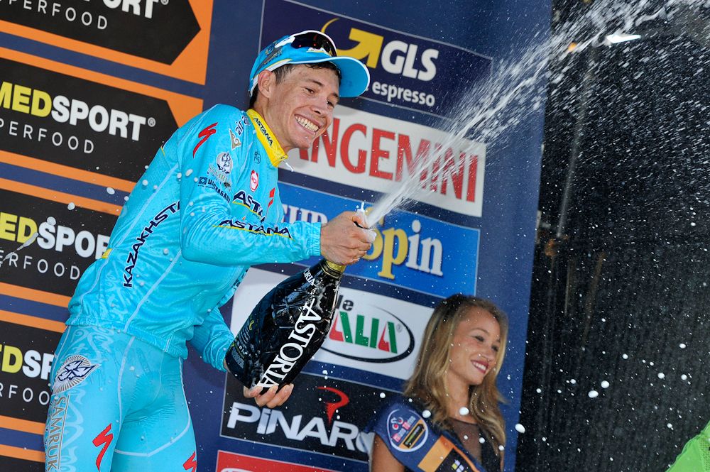 Miguel Angel Lopez celebrates his Milano-Torino win