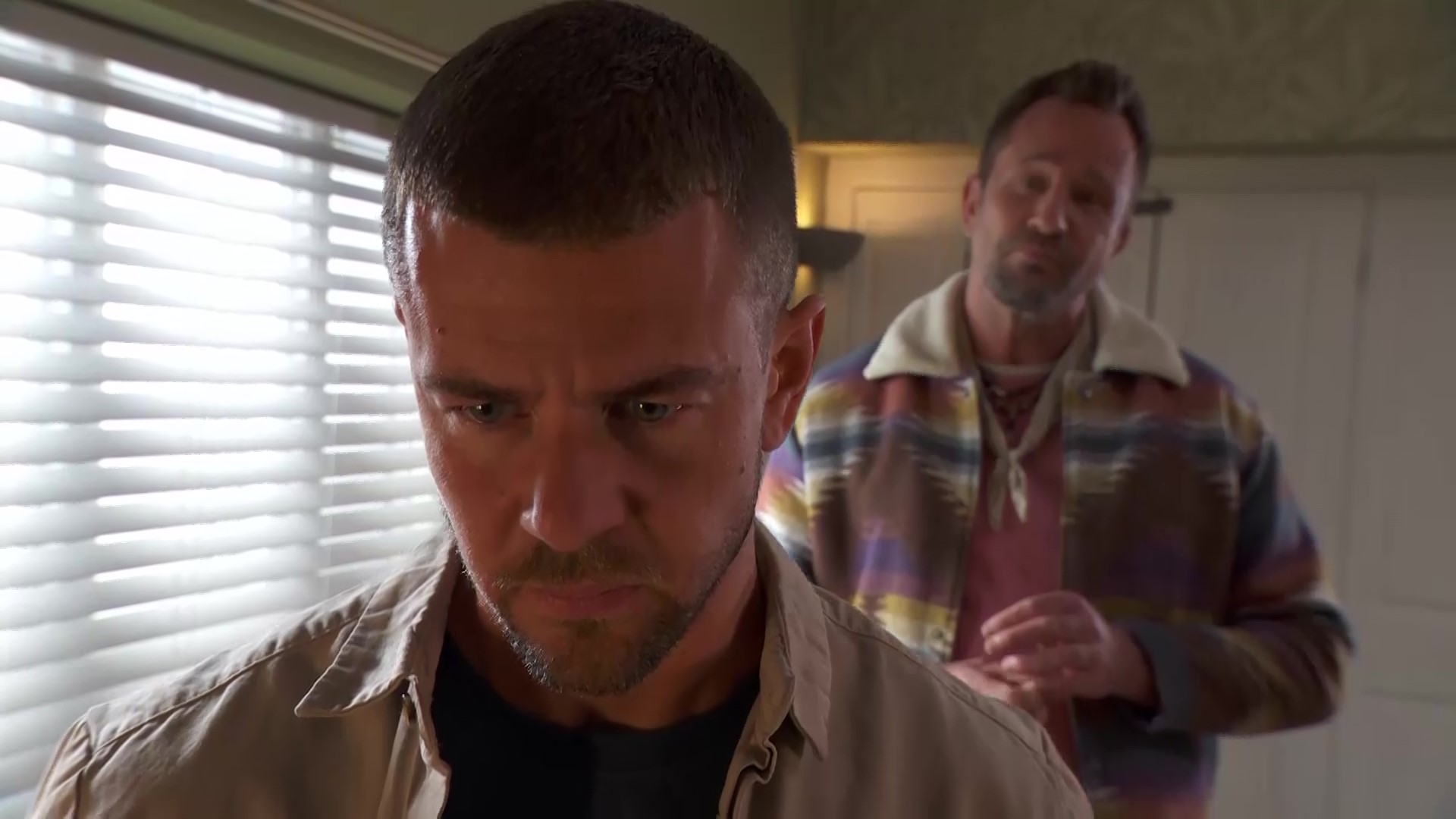 Joel Dexter finds Jez snooping around Tommy's flat in Hollyoaks.