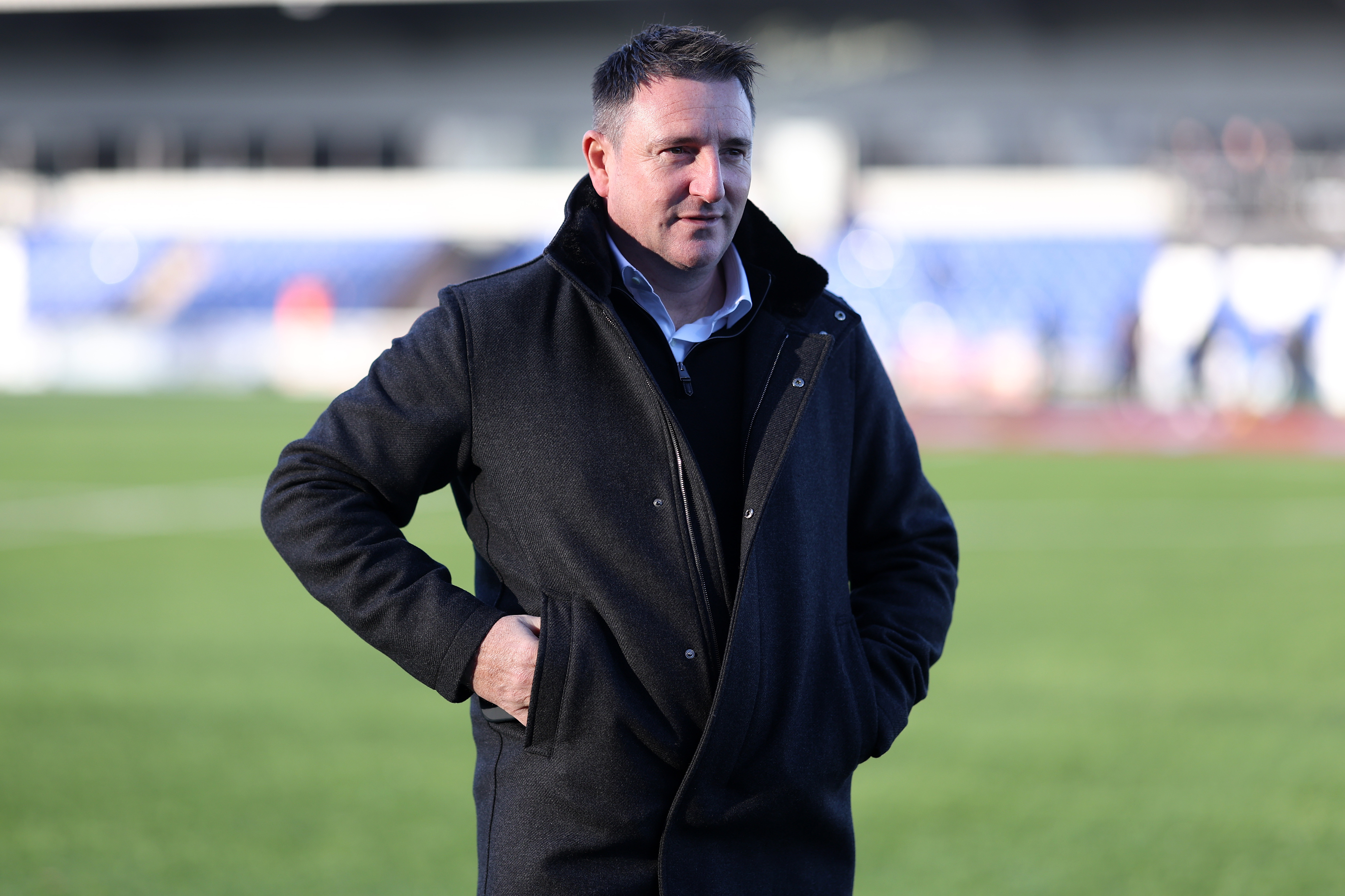 MACCLESFIELD, ENGLAND - JANUARY 10: Rob Smethurst the owner of Macclesfield looks on prior to the Emirates FA Cup Third Round match between Macclesfield and Crystal Palace on January 10, 2026 in Macclesfield, England. (Photo by Alex Livesey - Danehouse/Getty Images)