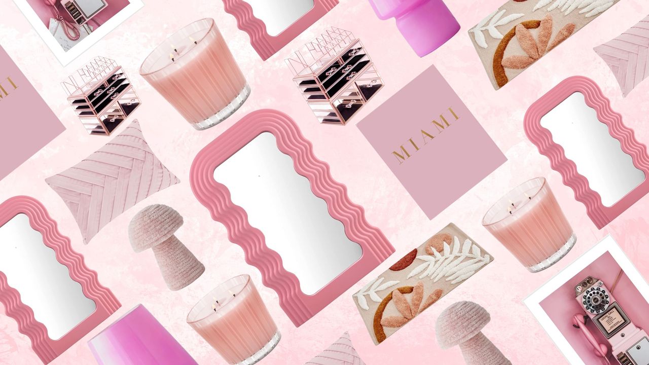 A collage of pink home decor buys