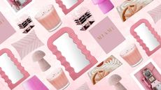 A collage of pink home decor buys