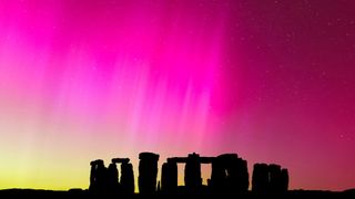 northern lights over stonehenge