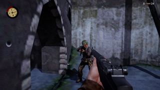 The player squares off against a Wehrmacht soldier in Medal of Honor: Retro Remake