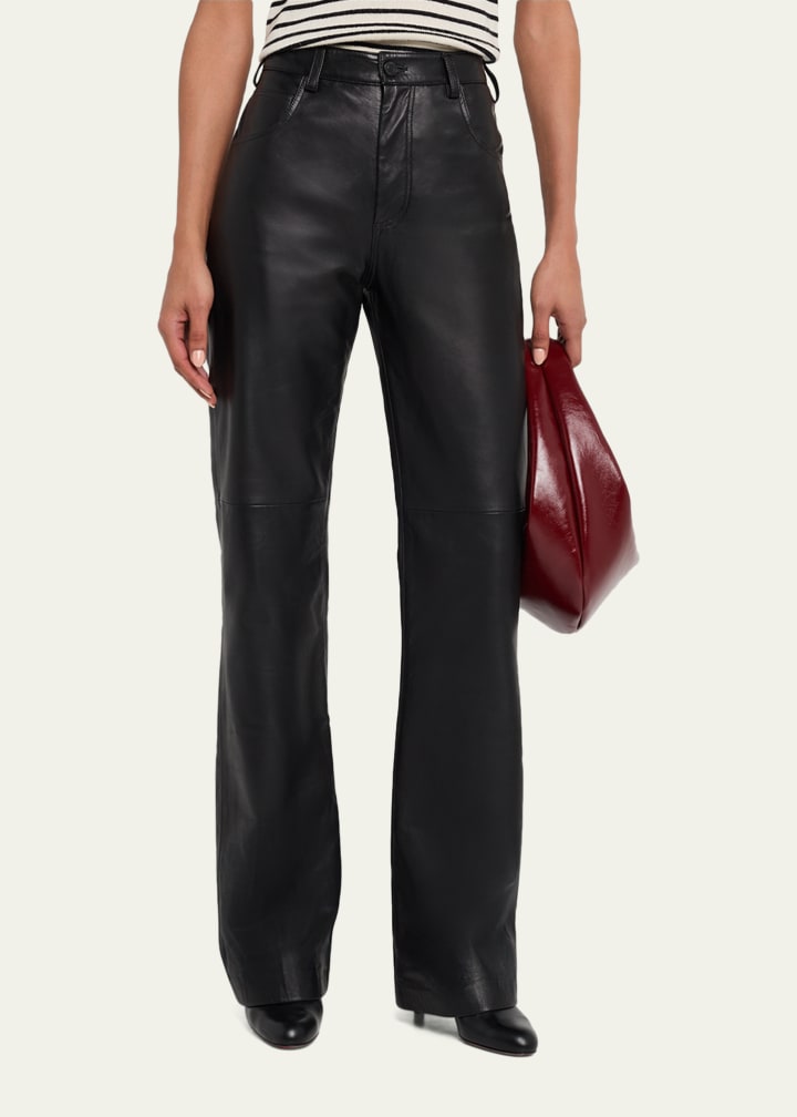 Joan Leather Straight-Leg Pants