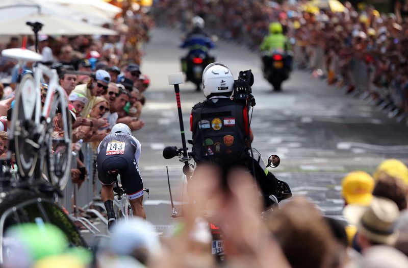 Fabian Cancellara (Trek) on his way to third