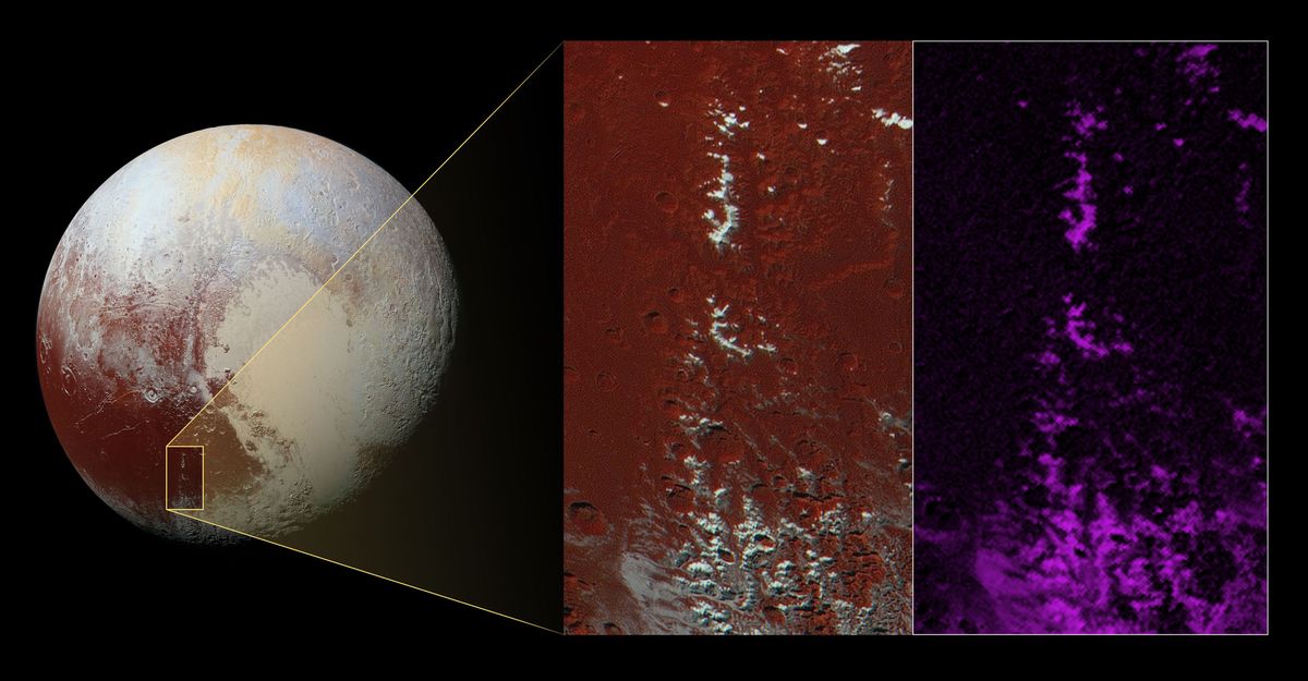 Methane Snow on Pluto&#039;s Mountains