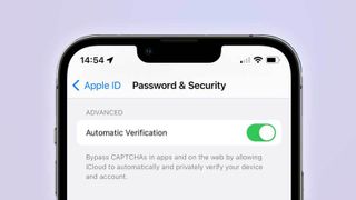 Automatic Verification shown in an iPhone settings menu