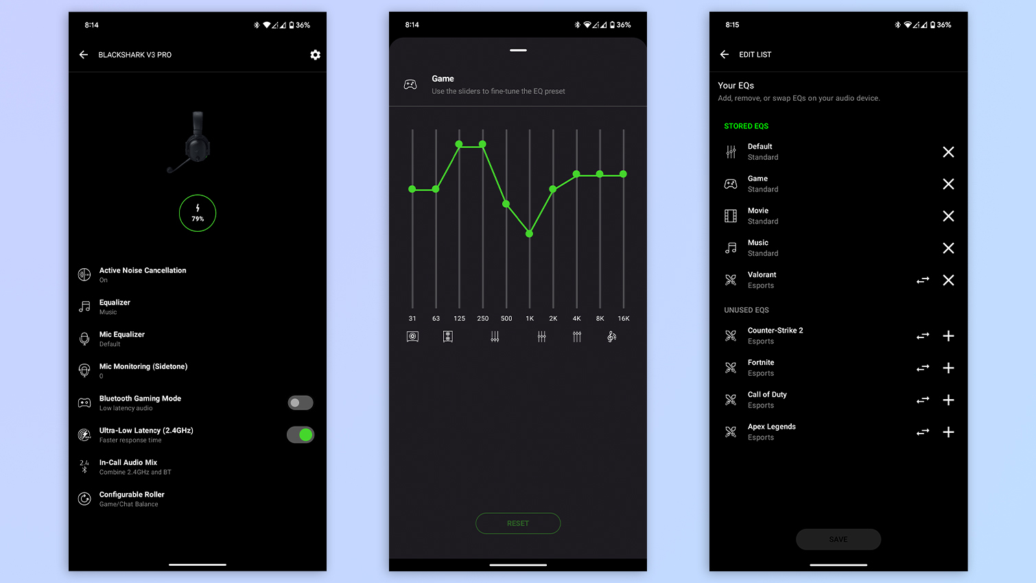 Razer Audio app open on a Google Pixel 7 Pro