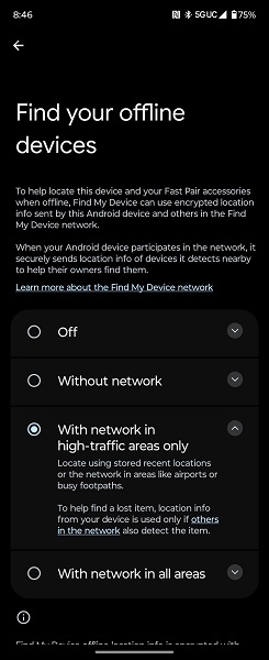 The Motorola Razr Plus lacks support for offline discovery on Google's Find My Device network.