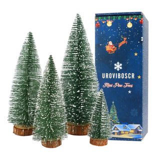 Green Bottle Brush Trees Christmas, 4 Pcs