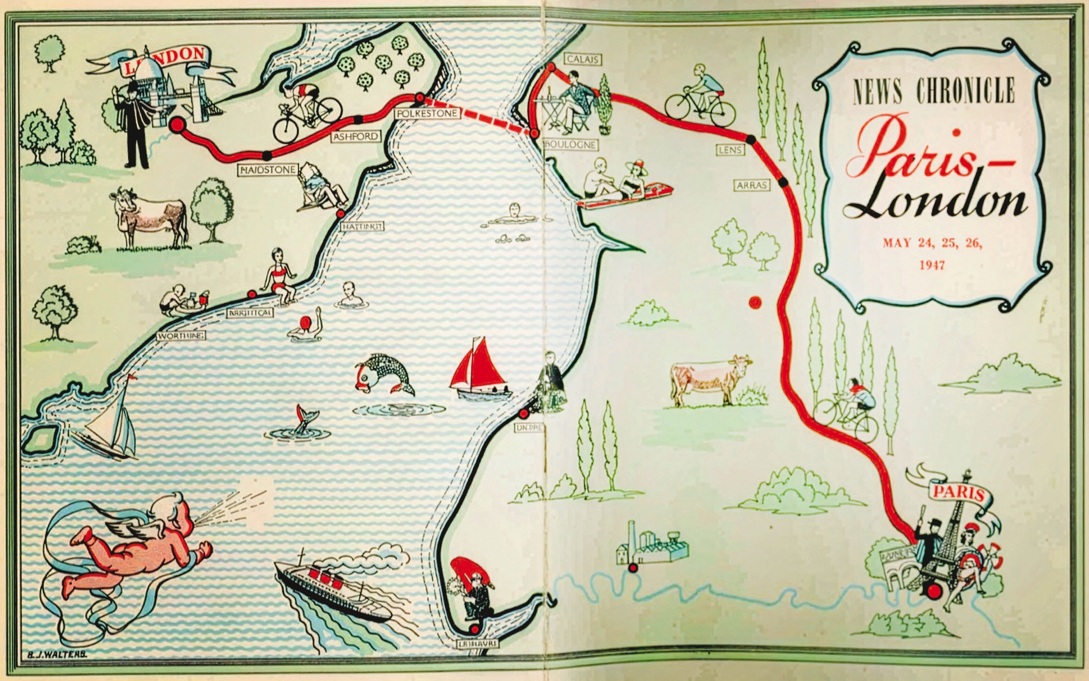 A map of the course from the News Chronicle