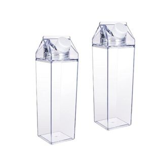 Two plastic juice cartons for fridge organization