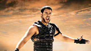 A screenshot of a promotional image of Maximus screaming in Gladiator, one of the best Netflix movies
