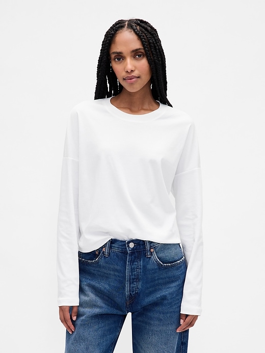 Supima&amp;reg; Cotton Oversized Crop T-Shirt