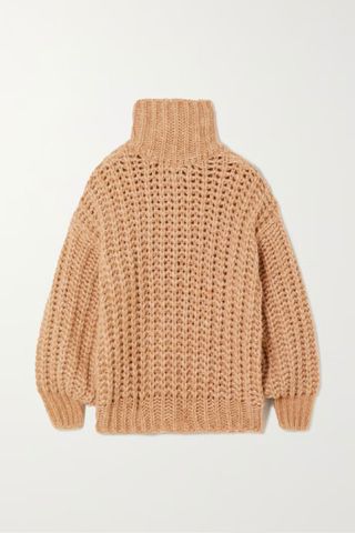 Anine Bing Iris cable-knit merino wool-blend sweater