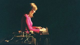 Susan Alcorn playing the pedal steel guitar