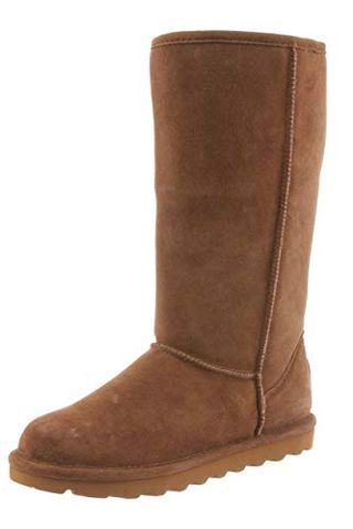 Brown slip on shearling winter boot