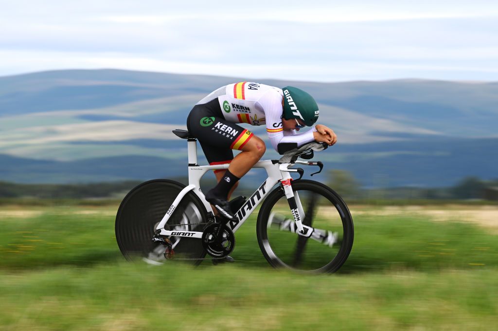 STIRLING SCOTLAND AUGUST 09 Raul Garcia Pierna of Spain sprints during the Men Under 23 Individual Time Trial a 362km race from Stirling to Stirling 80m at the 96th UCI Cycling World Championships Glasgow 2023 Day 7 UCIWT on August 09 2023 in Glasgow Stirling Photo by Dario BelingheriGetty Images