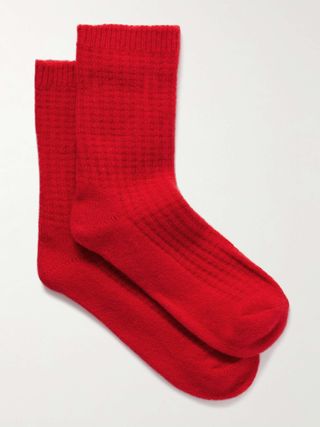 Waffle-Knit Cashmere-Blend Socks