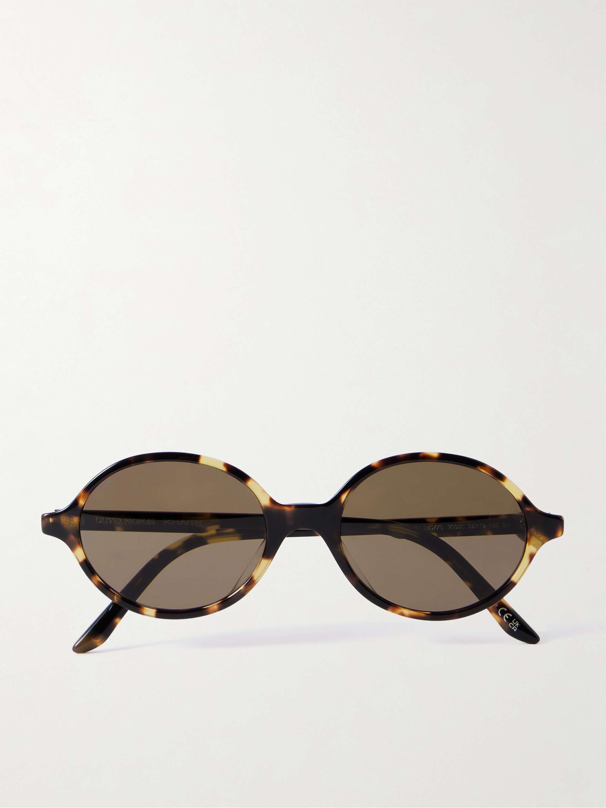 + Khaite 1989C Round-Frame Tortoise Acetate Sunglasses